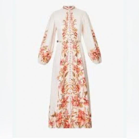 💐 Zimmermann Vacay Billow belted  floral linen maxi dress 💐 - Picture 2 of 16
